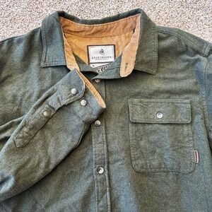Legendary Whitetails Buck Camp XL Flannel Shirt Button Up Green Corduroy‎ Collar